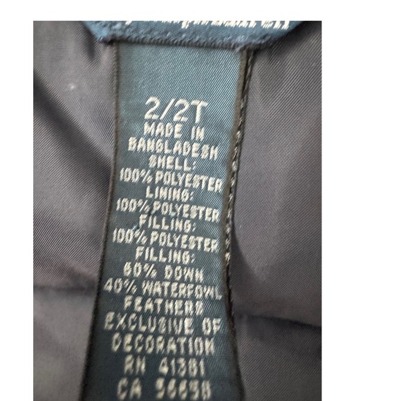 Polo‎ Ralph Lauren Puffer Jacket Hooded Winter Coat Warm Navy Logo Toddler 2/2T - Picture 5 of 7